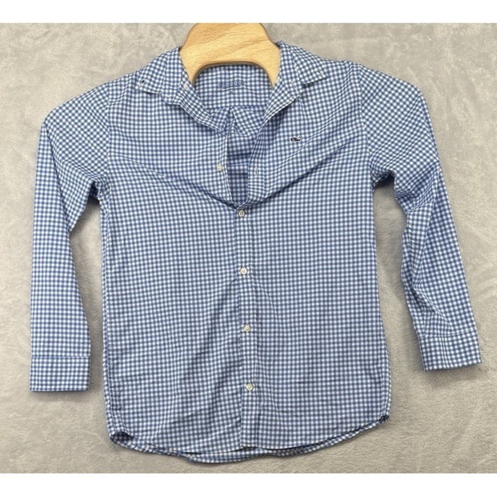 Vineyard Vines Performance Button Down Shirt Blue Youth Boys M 17x24